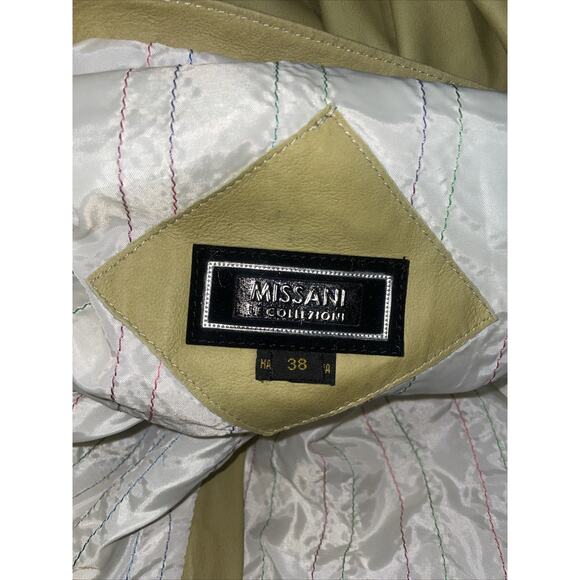 NWT Missani Le Collezioni Leather Pants Mens 38x34 Beige Vtg Italian Luxury Rare - Picture 5 of 5